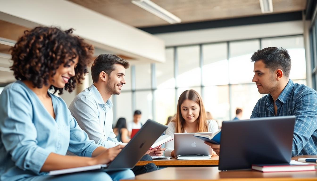 Students collaborating in study space